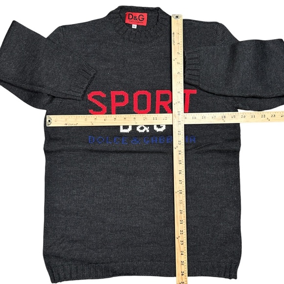 Vintage 90s Dolce & Gabbana D&G Sport Wool Dark Gray Sweater Mens Medium - Picture 7 of 7